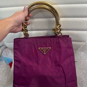 Prada Magenta Tote with Gold Accents